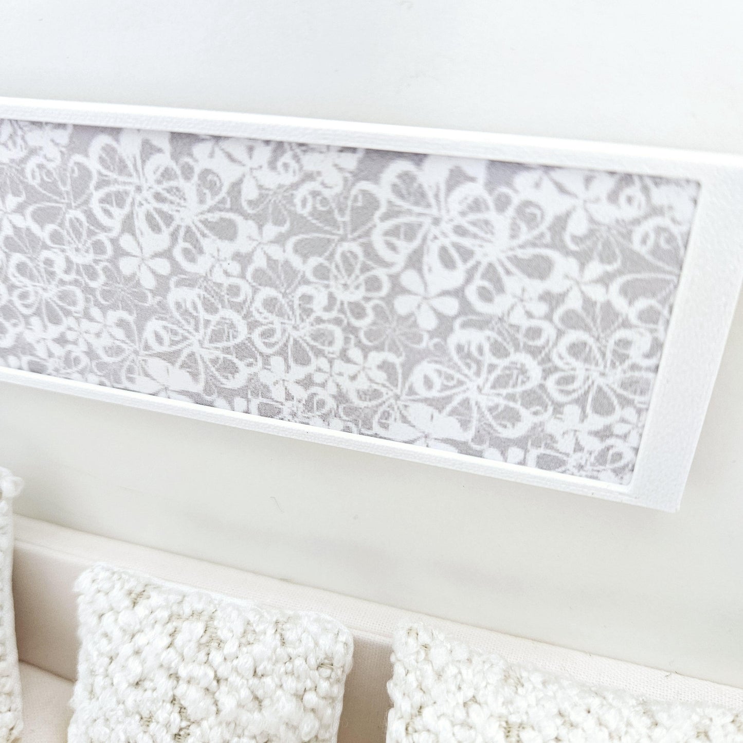 Dolls House Modern Framed Wall Art, Light Grey Flower picture, 12th scale, miniature wall picture for any room
