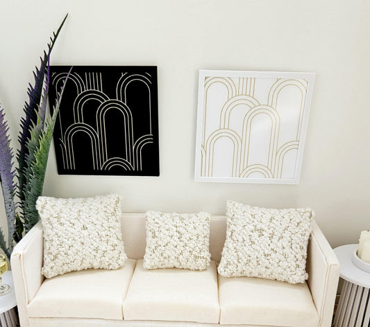 Dolls House Modern Framed Wall Art, Set of 2, Abstract art pictures, 12th scale, miniature wall picture for any room