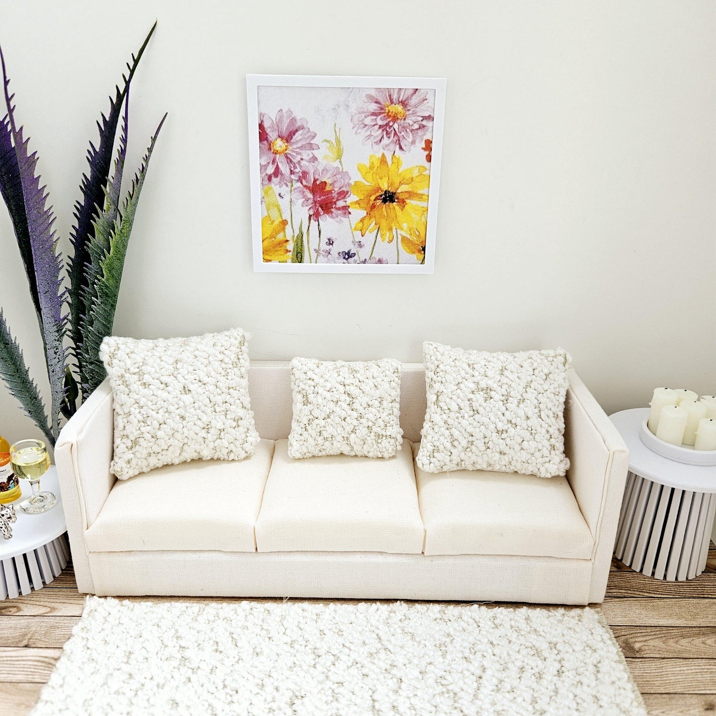 Dolls House Modern Framed Wall Art, Floral picture, 12th scale, miniature wall picture for any room
