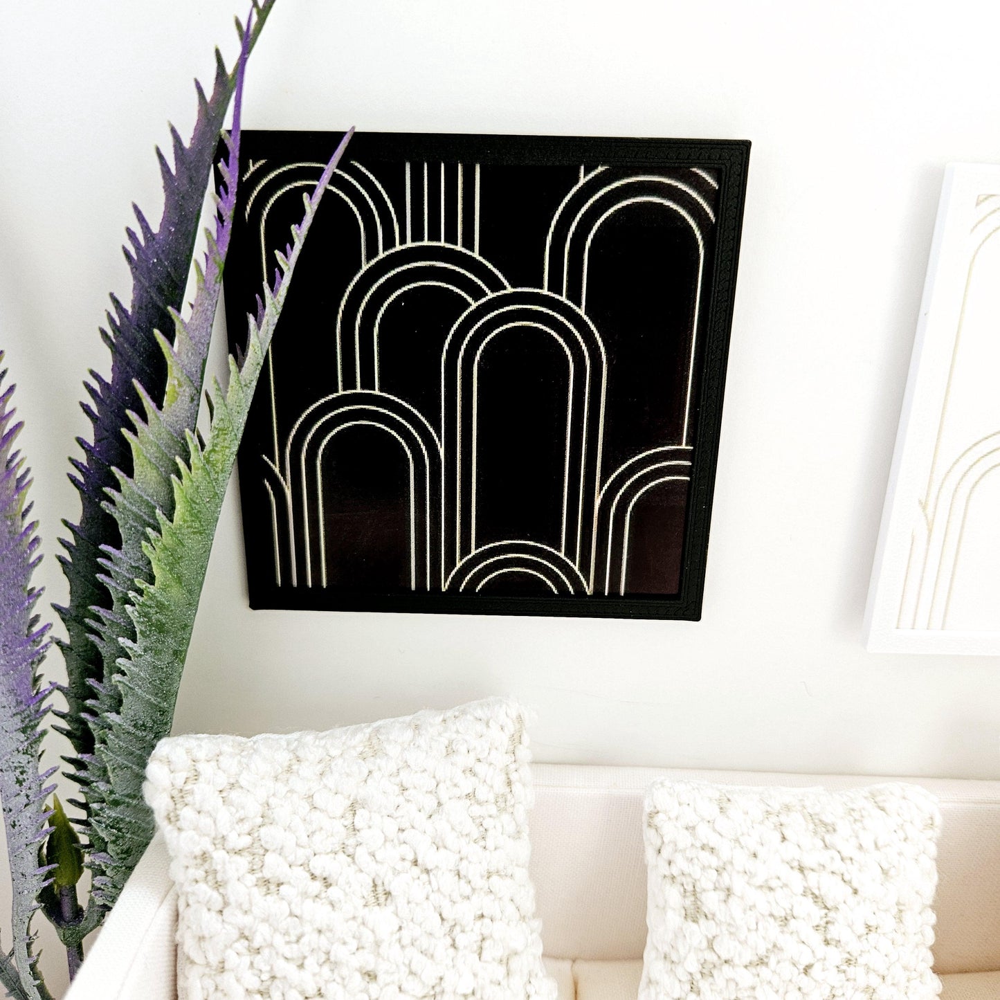 Dolls House Modern Framed Wall Art, Set of 2, Abstract art pictures, 12th scale, miniature wall picture for any room