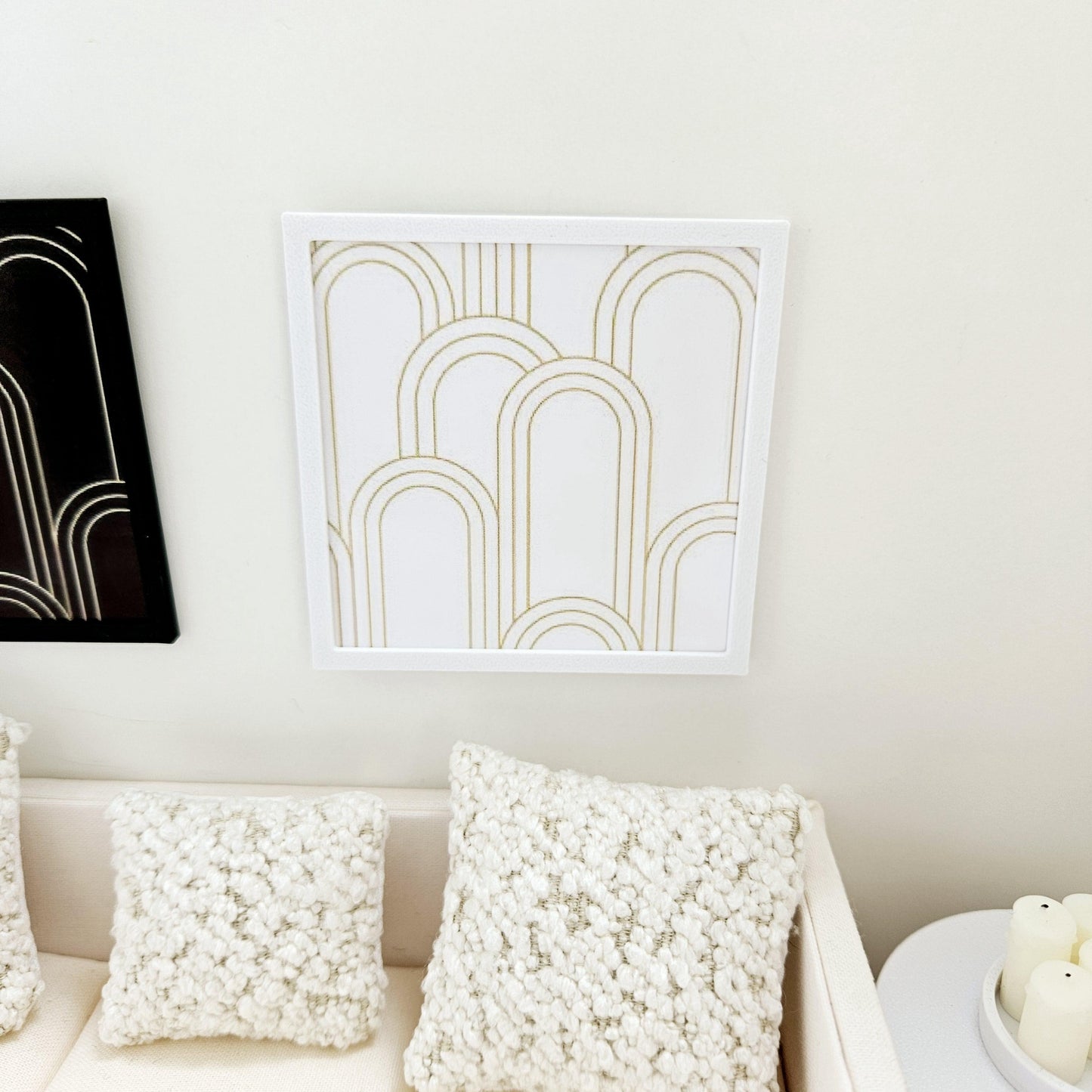 Dolls House Modern Framed Wall Art, Set of 2, Abstract art pictures, 12th scale, miniature wall picture for any room