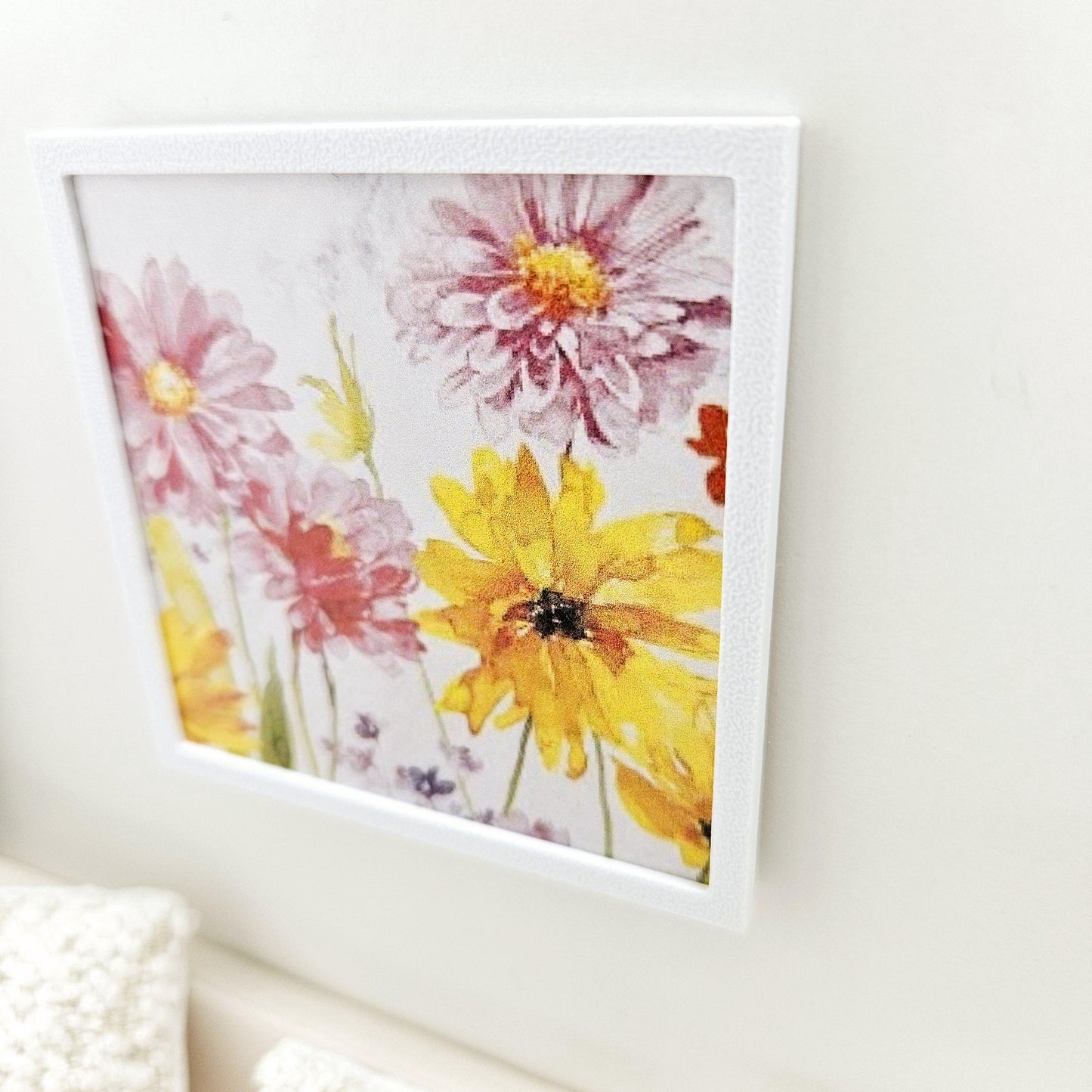 Dolls House Modern Framed Wall Art, Floral picture, 12th scale, miniature wall picture for any room