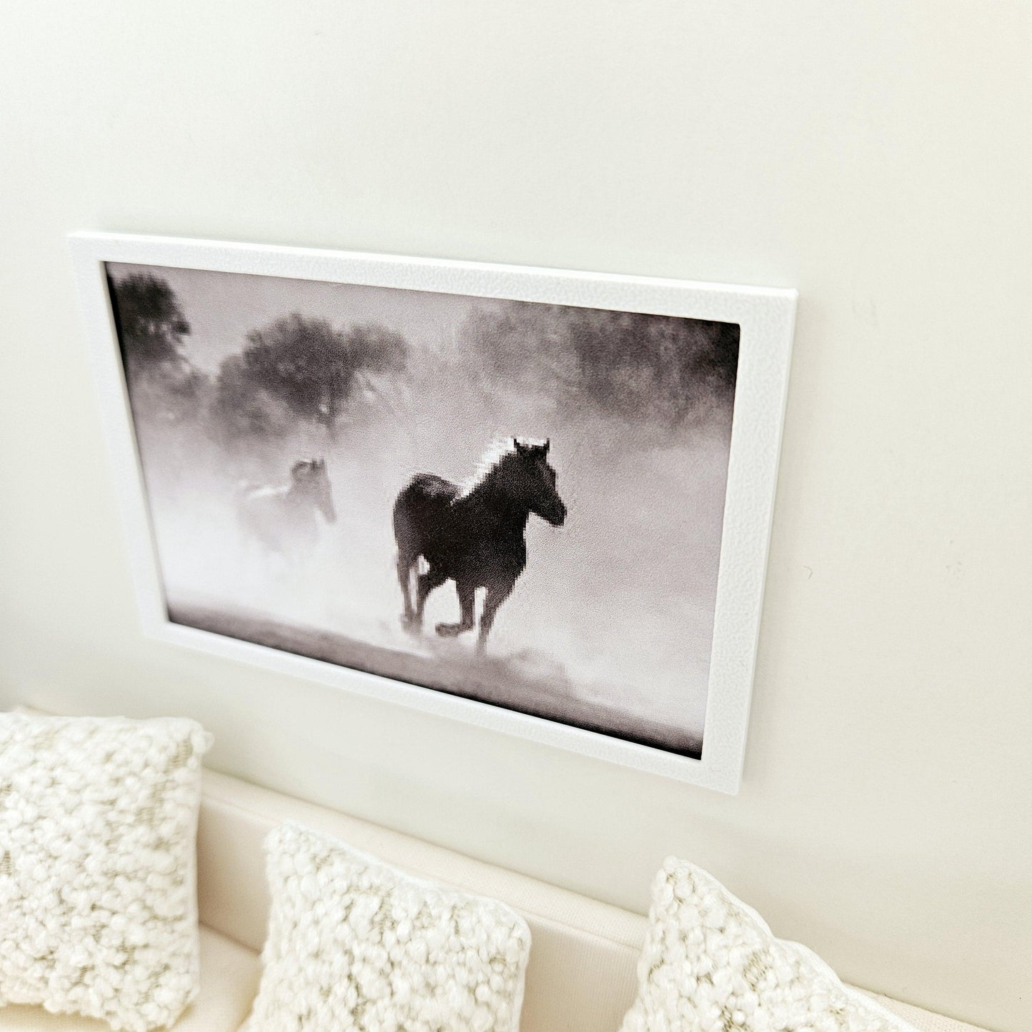 Dolls House Modern Framed Wall Art | Horse Print | Choice of Frame Colours | 1:12 Scale