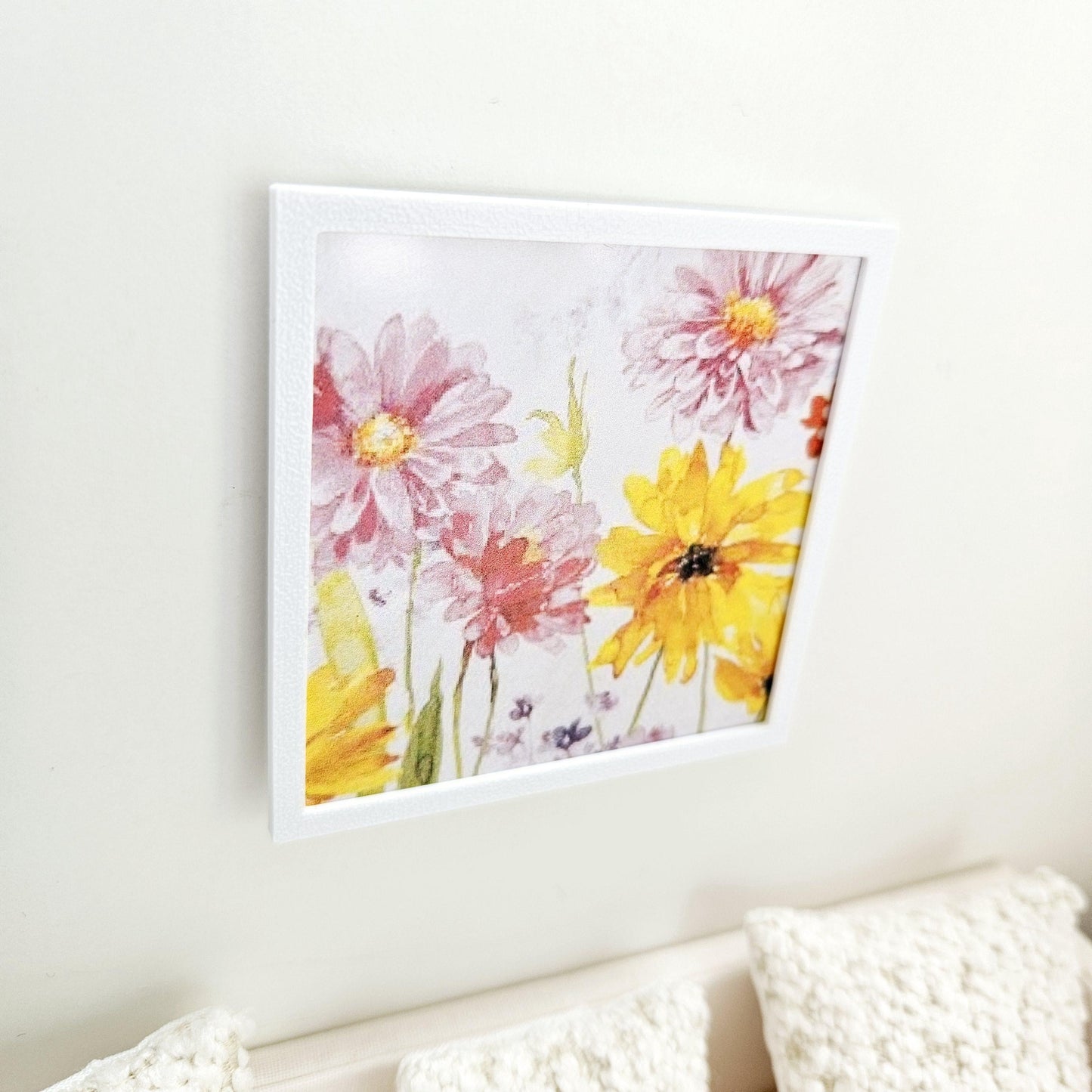 Dolls House Modern Framed Wall Art, Floral picture, 12th scale, miniature wall picture for any room