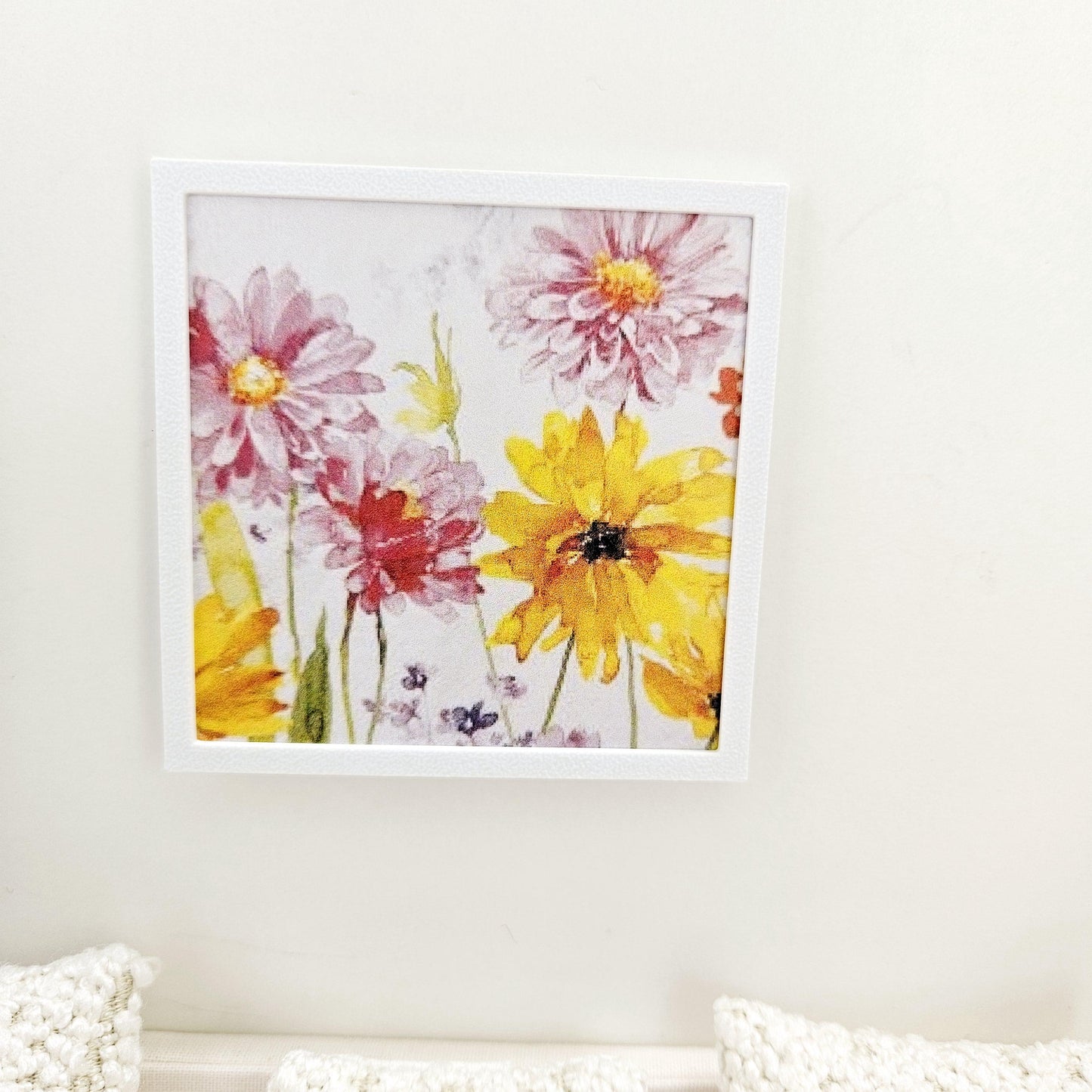 Dolls House Modern Framed Wall Art, Floral picture, 12th scale, miniature wall picture for any room