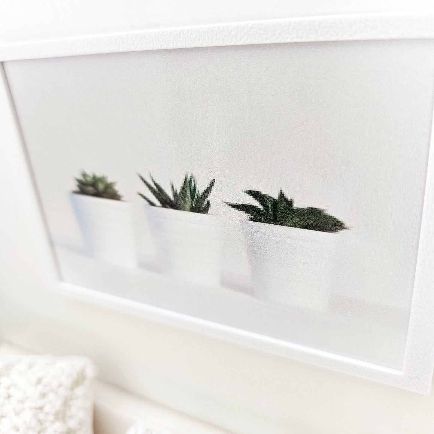 Dolls House Modern Framed Wall Art, 3x Plant Pots print, 12th scale, miniature wall picture for any room