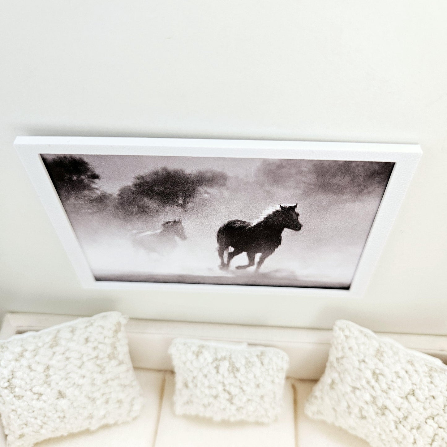 Dolls House Modern Framed Wall Art | Horse Print | Choice of Frame Colours | 1:12 Scale