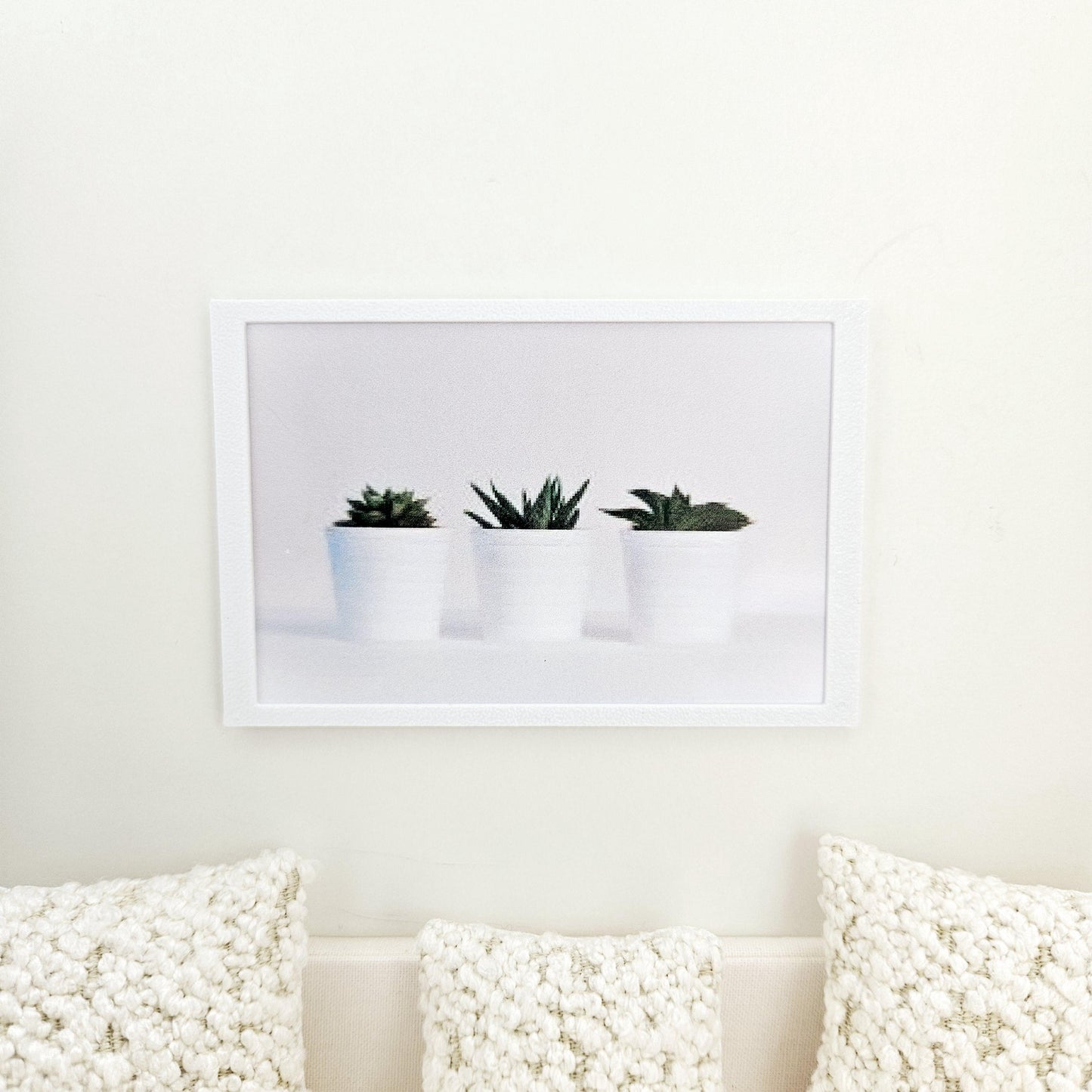 Dolls House Modern Framed Wall Art, 3x Plant Pots print, 12th scale, miniature wall picture for any room