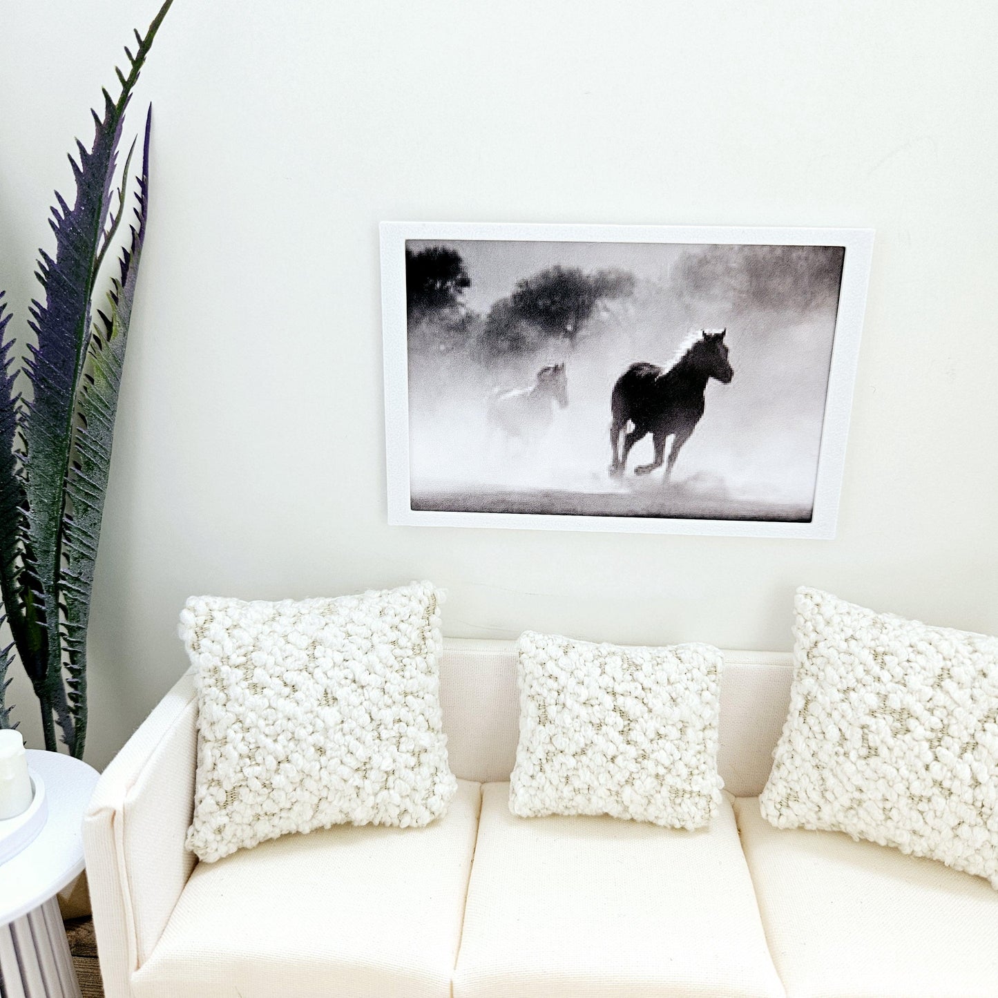 Dolls House Modern Framed Wall Art | Horse Print | Choice of Frame Colours | 1:12 Scale