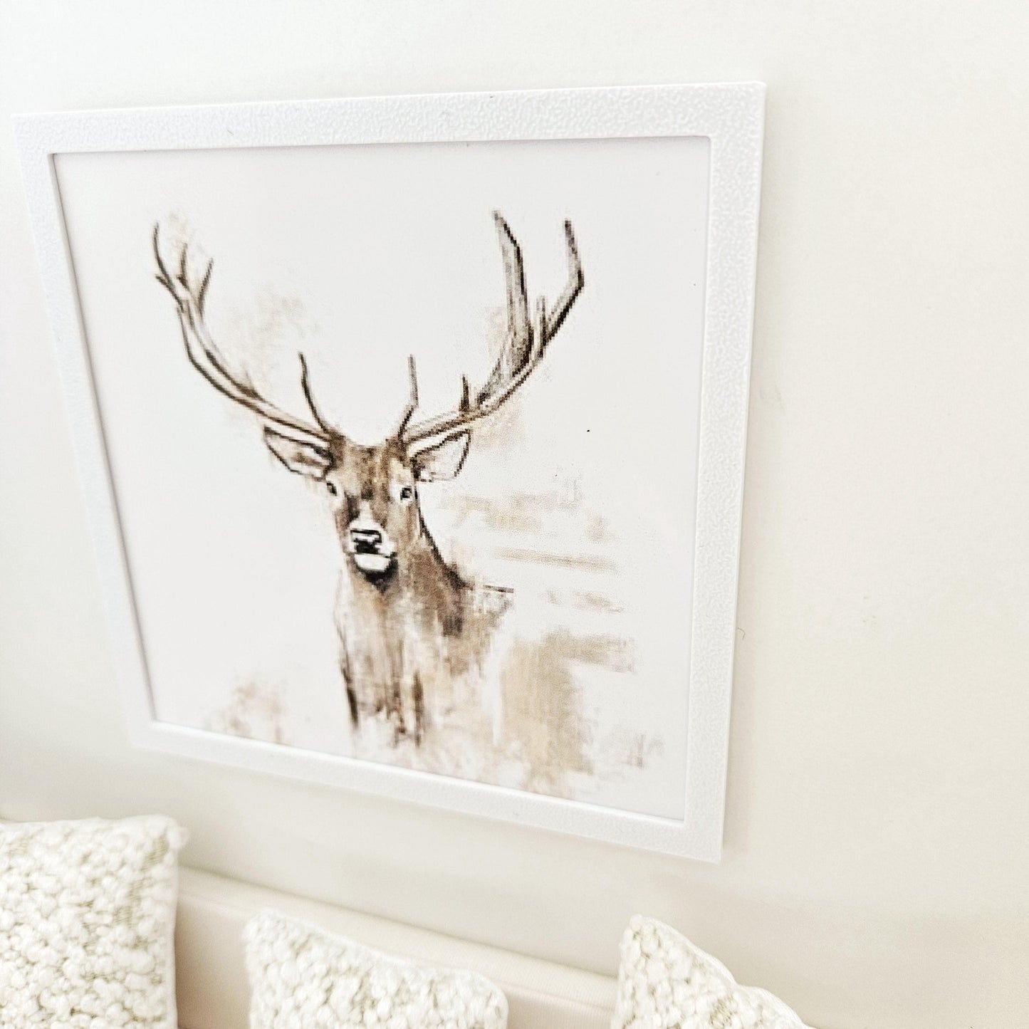 Dolls House Modern Framed Wall Art, Large Stag art picture, 12th scale, miniature wall picture for any room