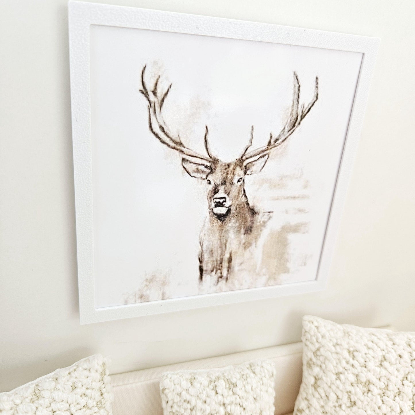 Dolls House Modern Framed Wall Art, Large Stag art picture, 12th scale, miniature wall picture for any room
