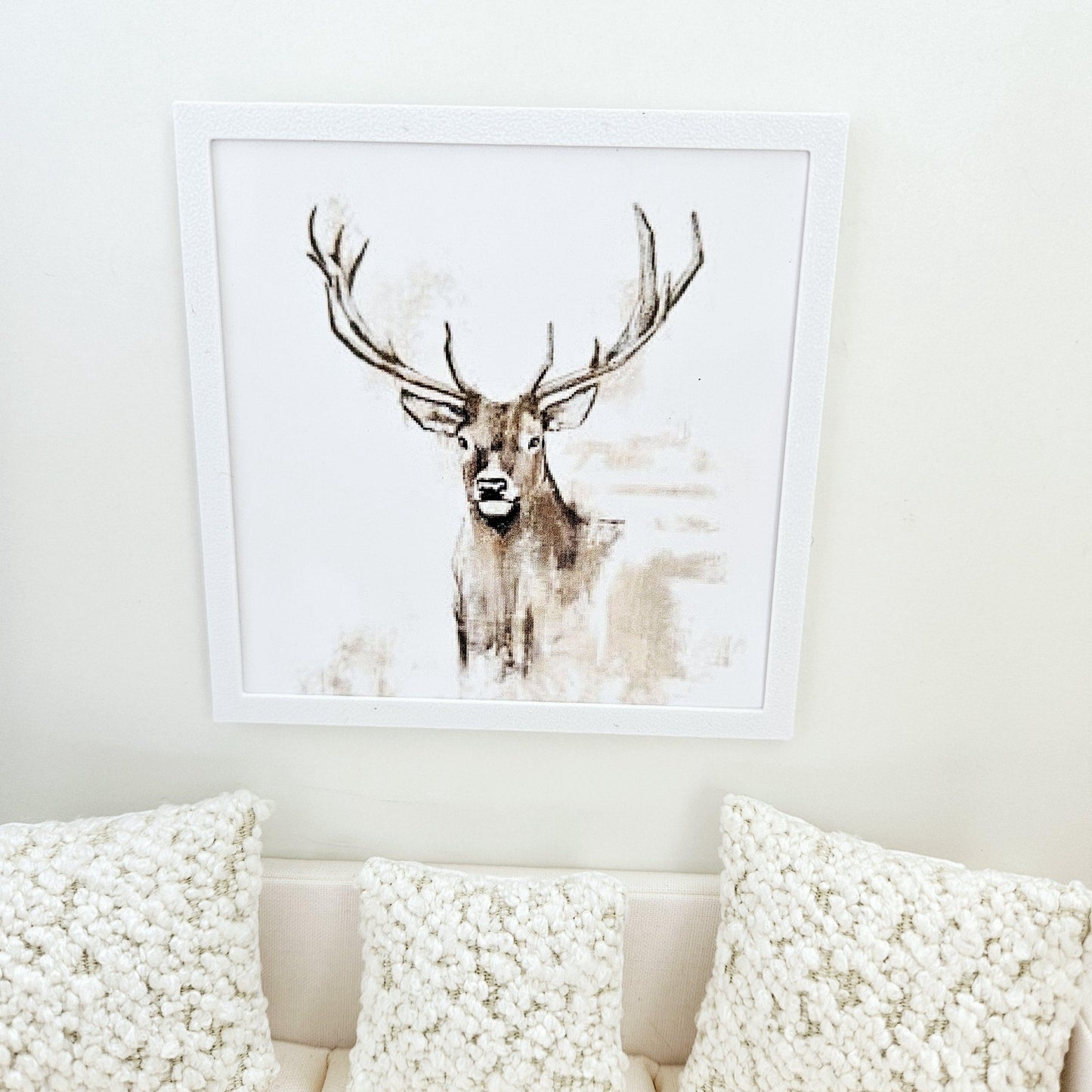 Dolls House Modern Framed Wall Art, Large Stag art picture, 12th scale, miniature wall picture for any room