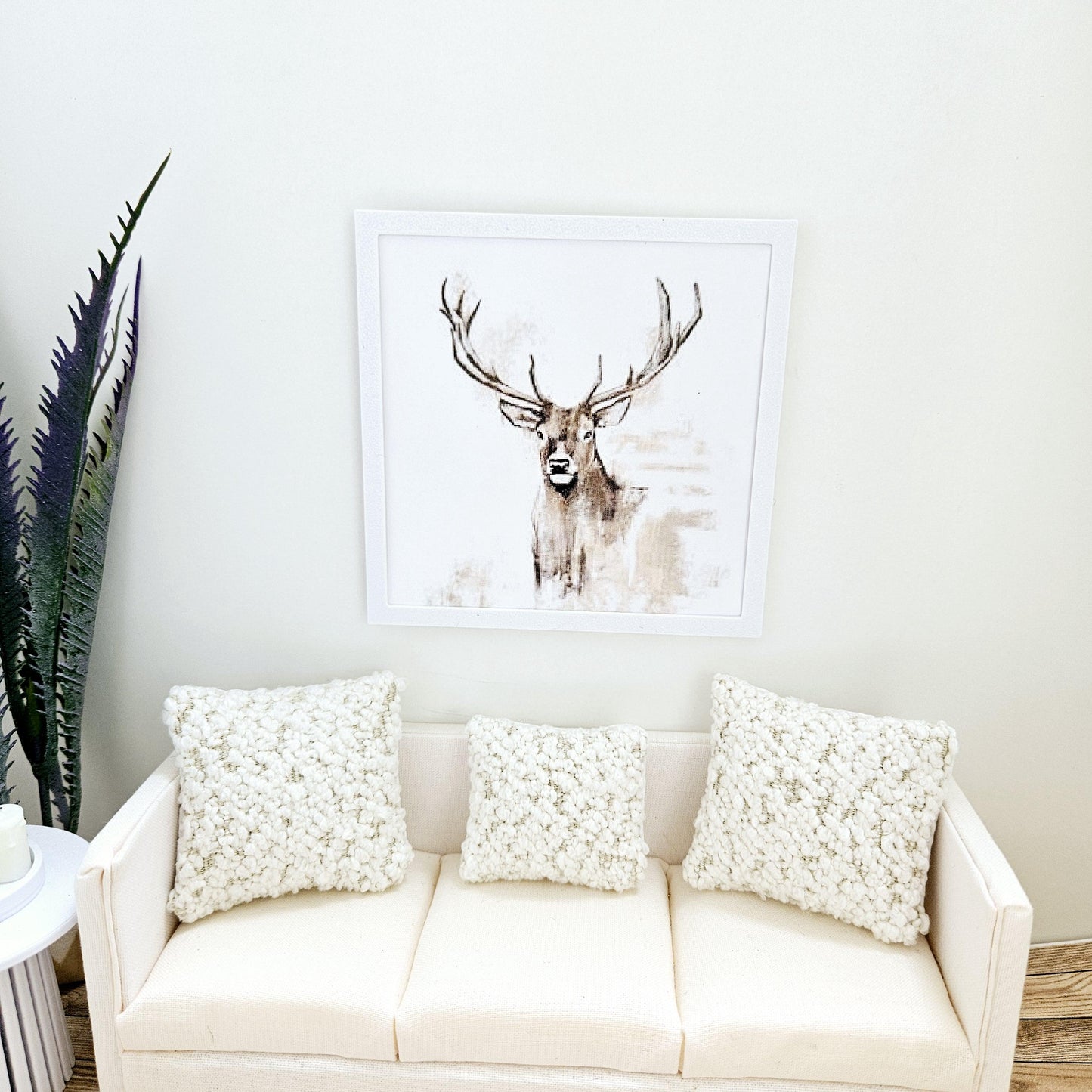 Dolls House Modern Framed Wall Art, Large Stag art picture, 12th scale, miniature wall picture for any room