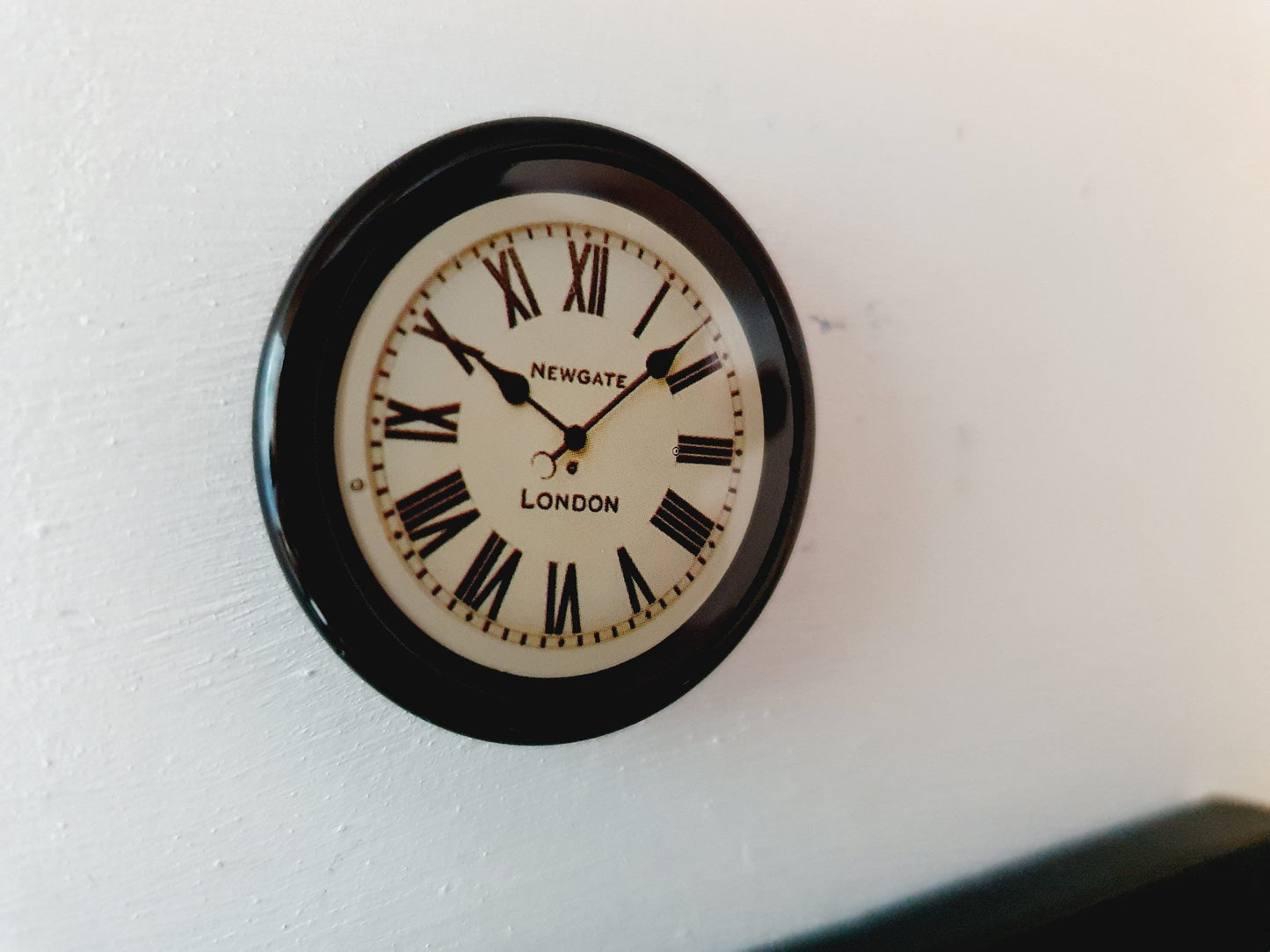 Dolls House Modern Clock, Newgate Clock, Miniature Clock, Black 12th Scale Clock