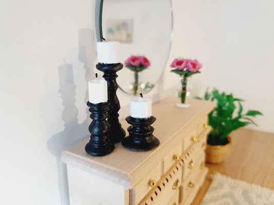 Dolls House Candle Set | Set of 3 with Sticks | Choice of Colours | 1:12 Scale