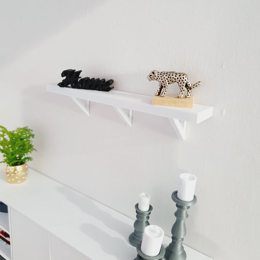 Dolls House Shelf with Brackets | Choice of Colours | 1:12 Scale