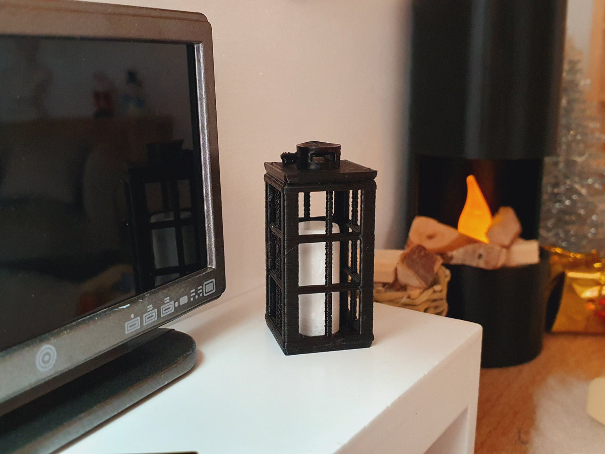 Dolls House Lantern with Off-White Candle | Lattice or Rectangular Design | 1:12 Scale