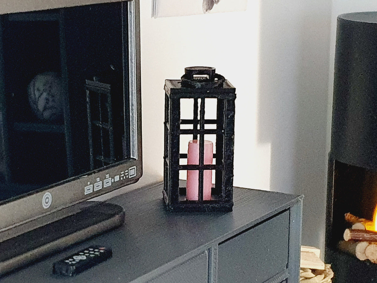 Dolls House Lantern with Off-White Candle | Lattice or Rectangular Design | 1:12 Scale