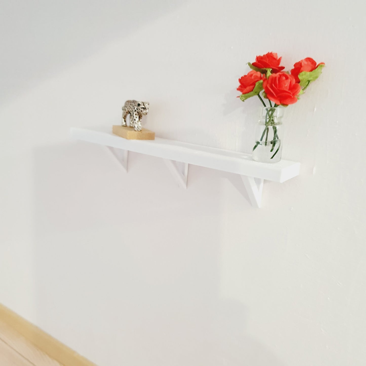 Dolls House Shelf with Brackets | Choice of Colours | 1:12 Scale