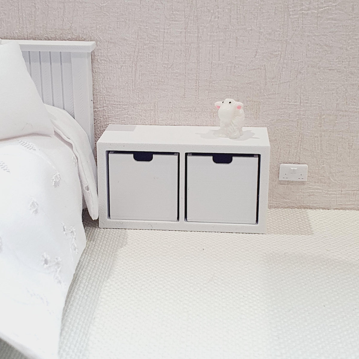 Dolls House Cube Storage Unit | 2 Compartments + Boxes | 1:12 Scale
