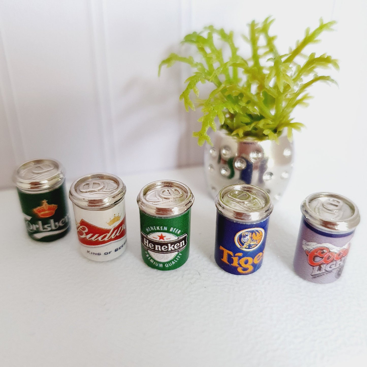 Dolls House Beer Cans Set | Miniature Lager Drinks | 1:12 Scale