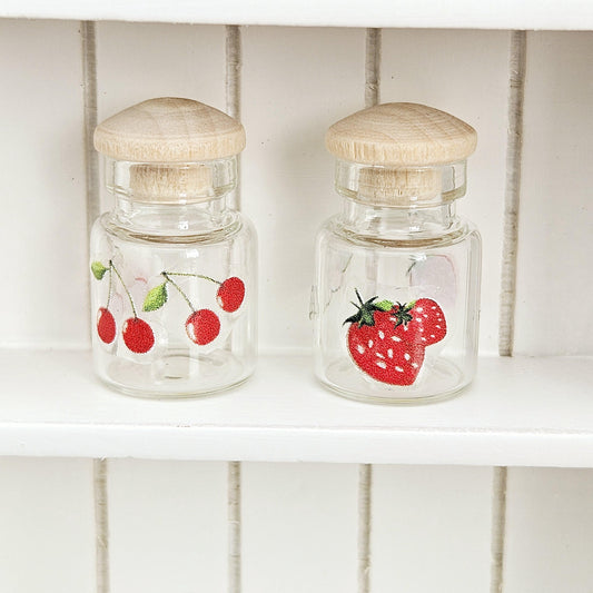 Dolls House Fruit Glass Jars | Set of 2 with Lids | 1:12 Scale Miniature