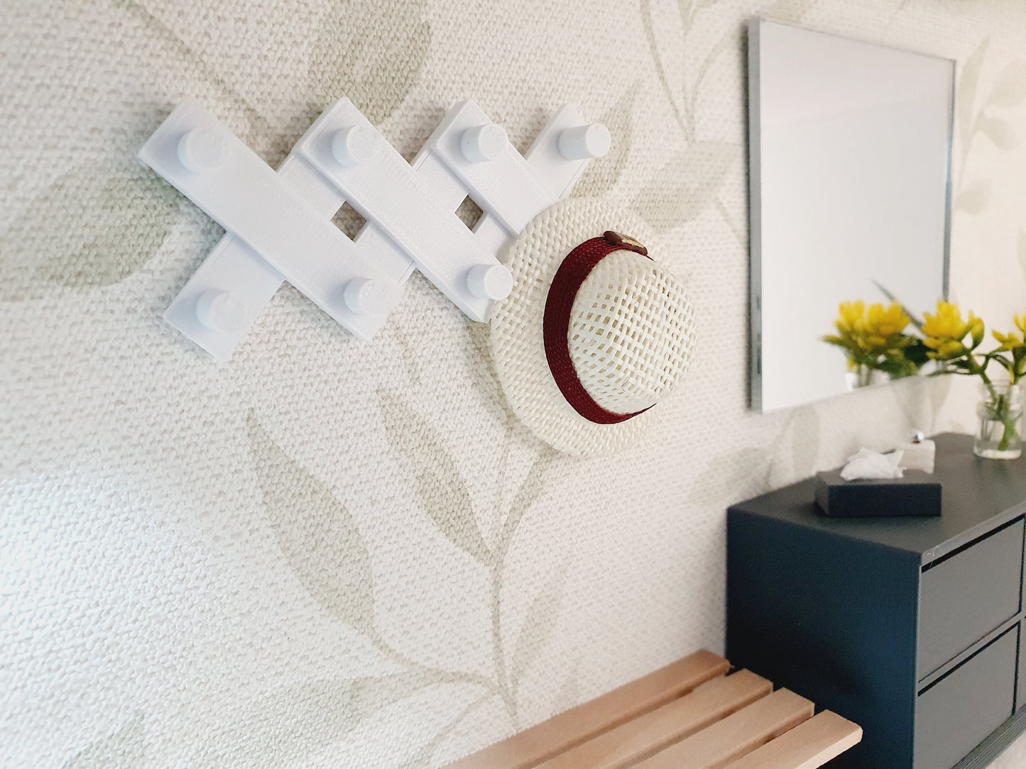 Dolls House Coat Rack | Coloured Wall Hook with 8 Knobs | 1:12 Scale