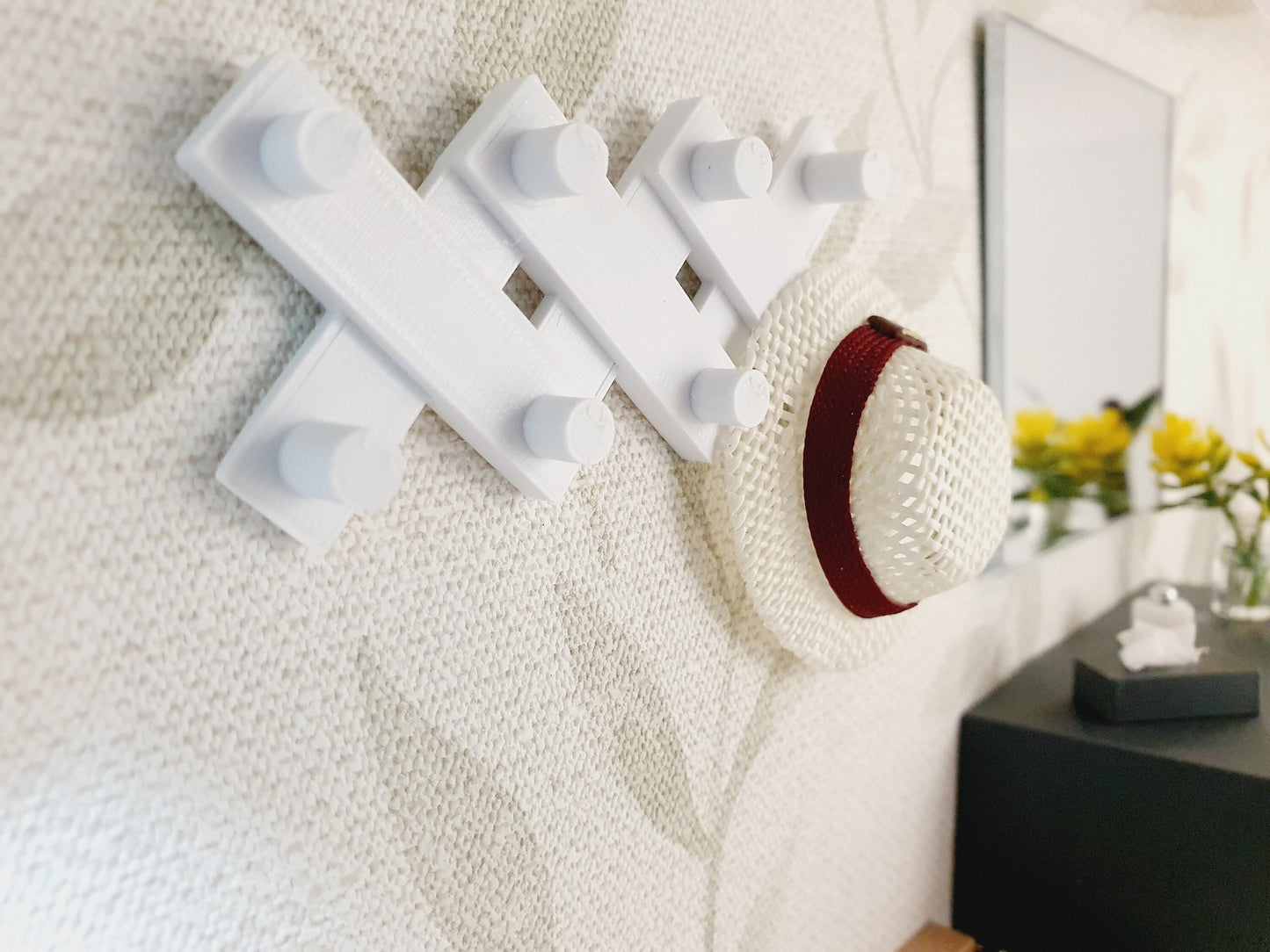 Dolls House Coat Rack | Coloured Wall Hook with 8 Knobs | 1:12 Scale