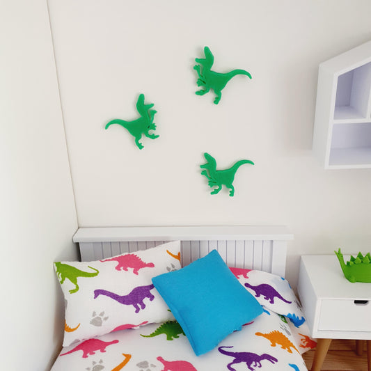 Dolls House Set of 3 Dinosaurs or Dinosaur footprints, 1:12th Scale, Miniature wall art, choice of colours