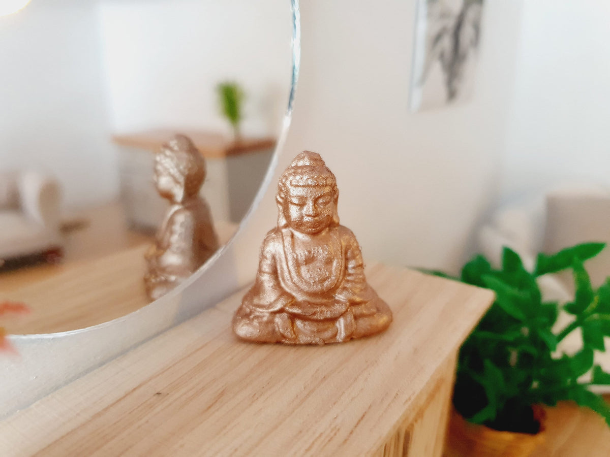 Dolls House Copper, Gold, White or Silver Buddha 1:12th Scale Ornaments, Miniature Buddha