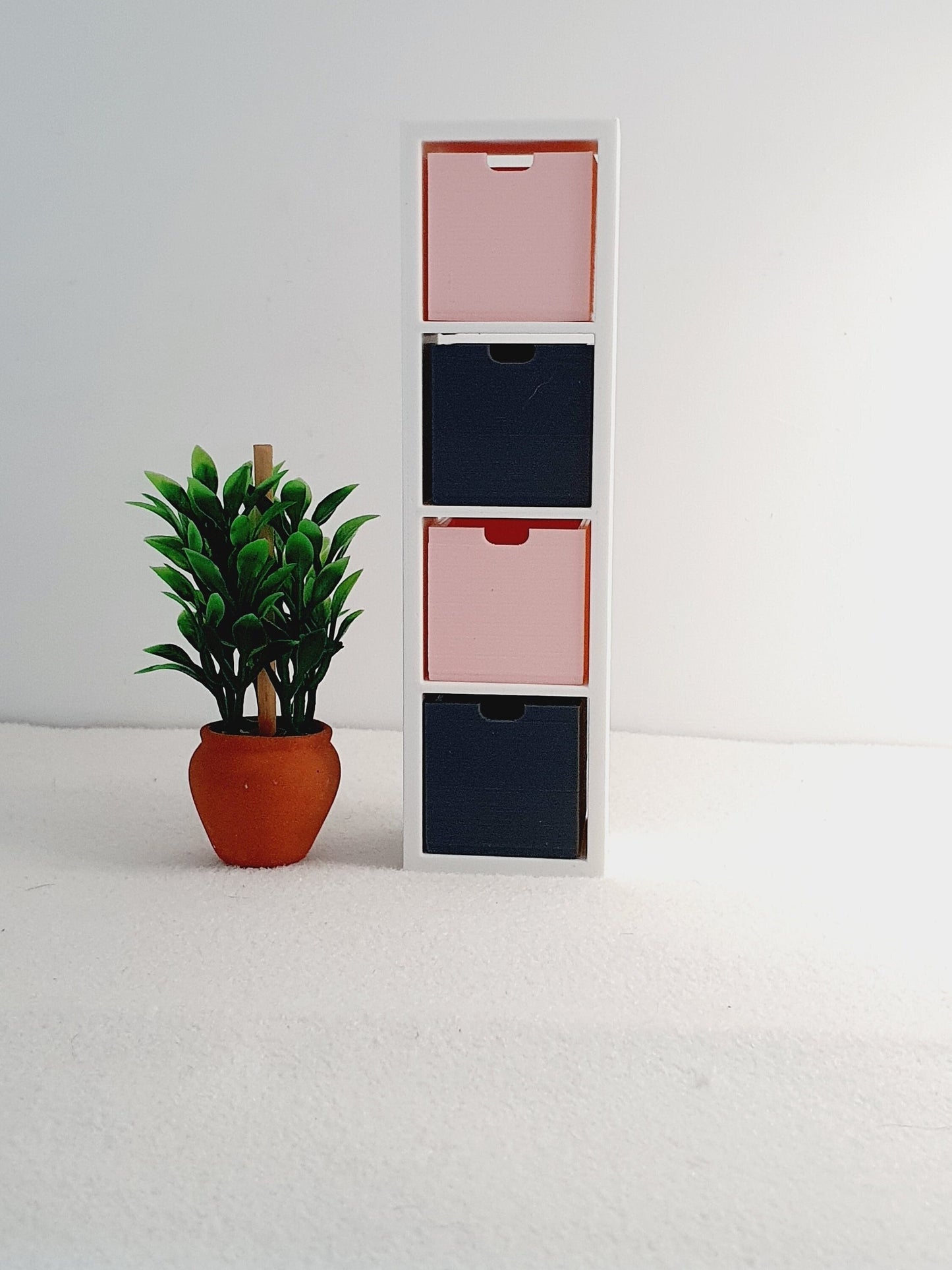 Dolls House 4x Cube Storage Unit with Boxes | Modern Design | 1:12 Scale