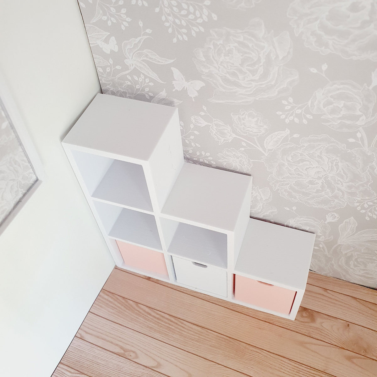 Dolls House Staged Cube Storage Unit | 3 Boxes Included | 1:12 Scale Modern Miniature