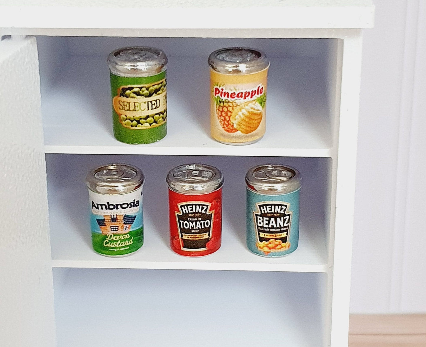 Miniature Food Cans | Set of 5 Groceries | 1:12 Scale Dolls House Accessory