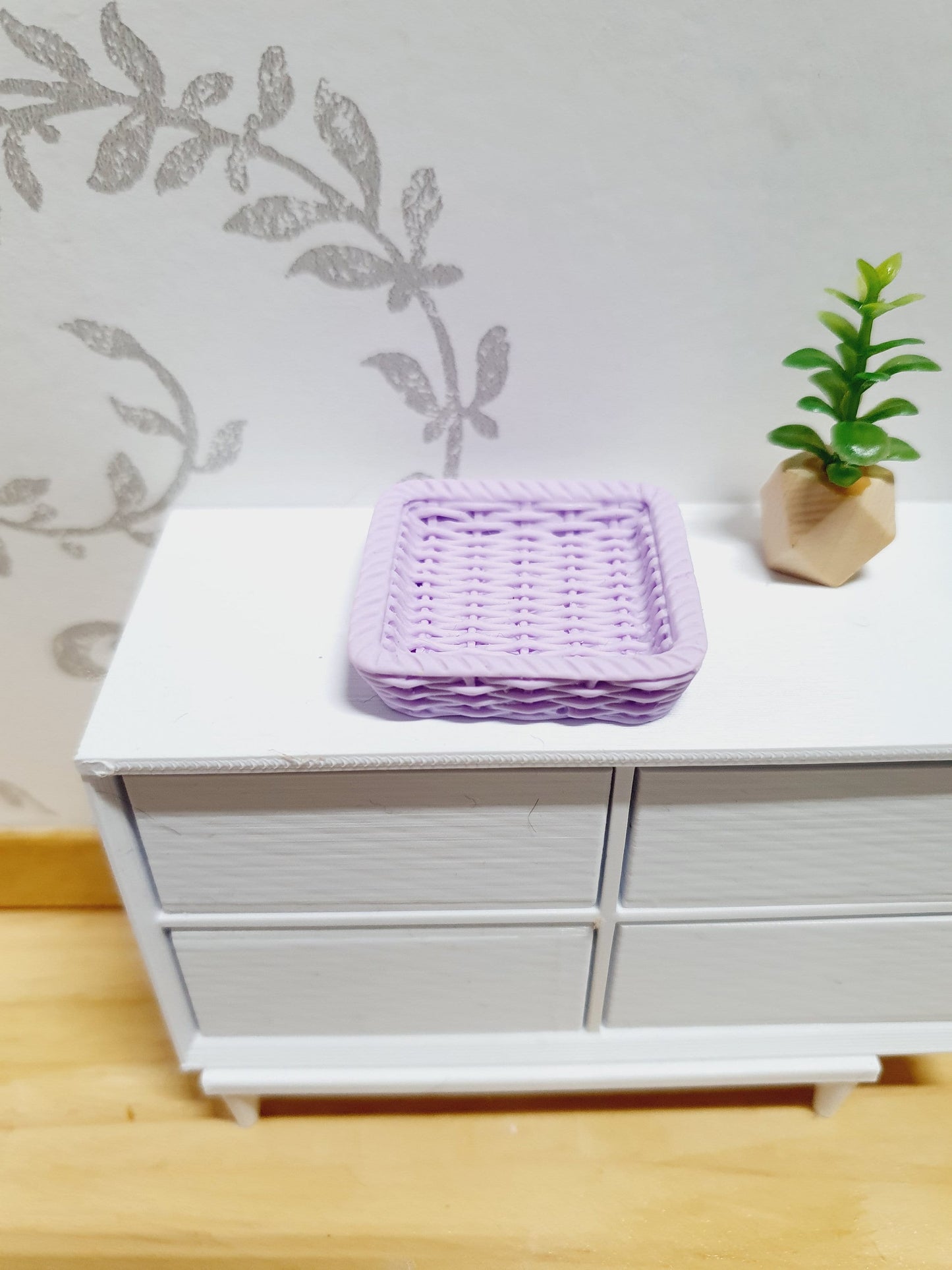 Dolls House Modern Rattan Tray | Choice of Colours | 1:12 Scale Miniature Accessory