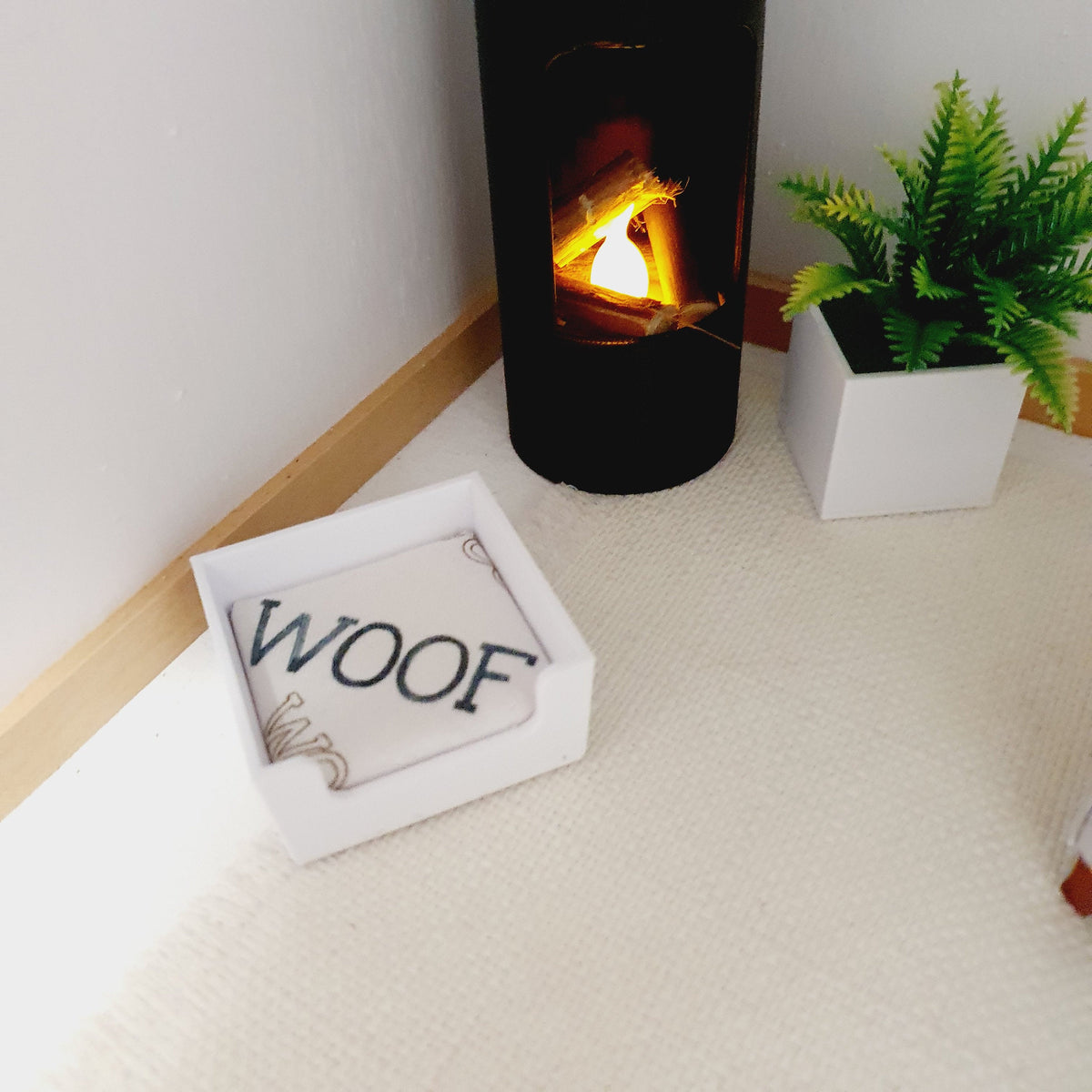 Dolls House Dog Bed | Woof Print Pad | Choice of Colours | 1:12 Scale Miniature Pet Bed