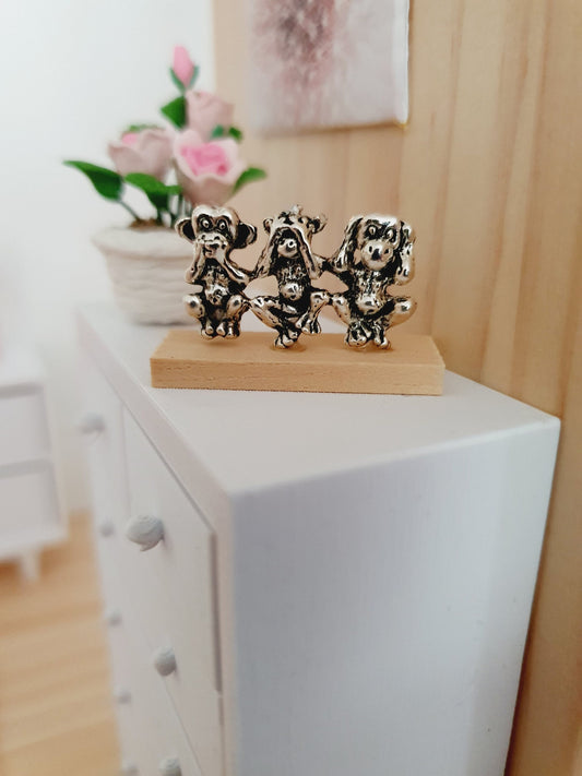 3 Monkeys Ornament dolls house 1:12th scale monkey miniature ornament