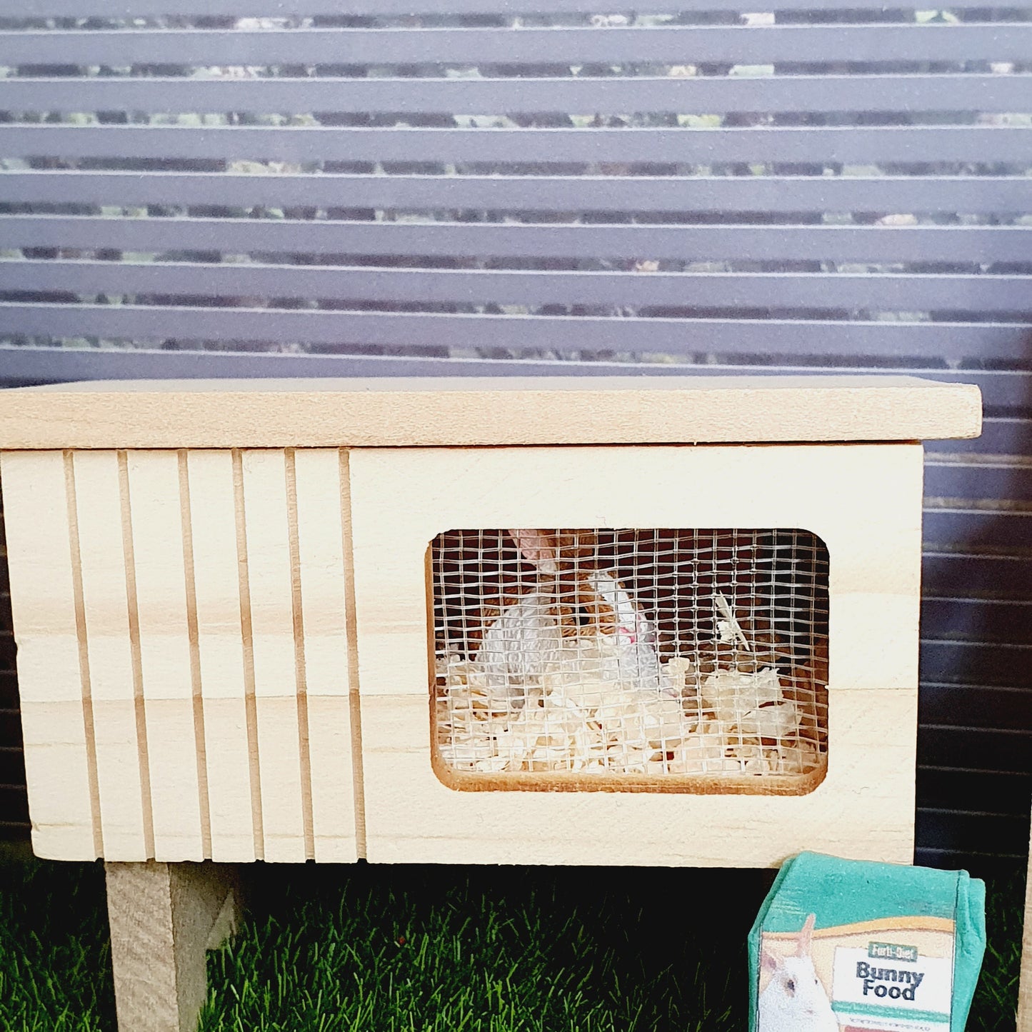 Dolls House Rabbit Hutch Set | With Accessories & Rabbit | 1:12 Scale Miniature