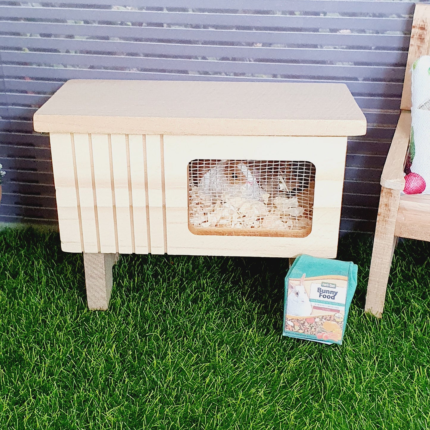 Dolls House Rabbit Hutch Set | With Accessories & Rabbit | 1:12 Scale Miniature