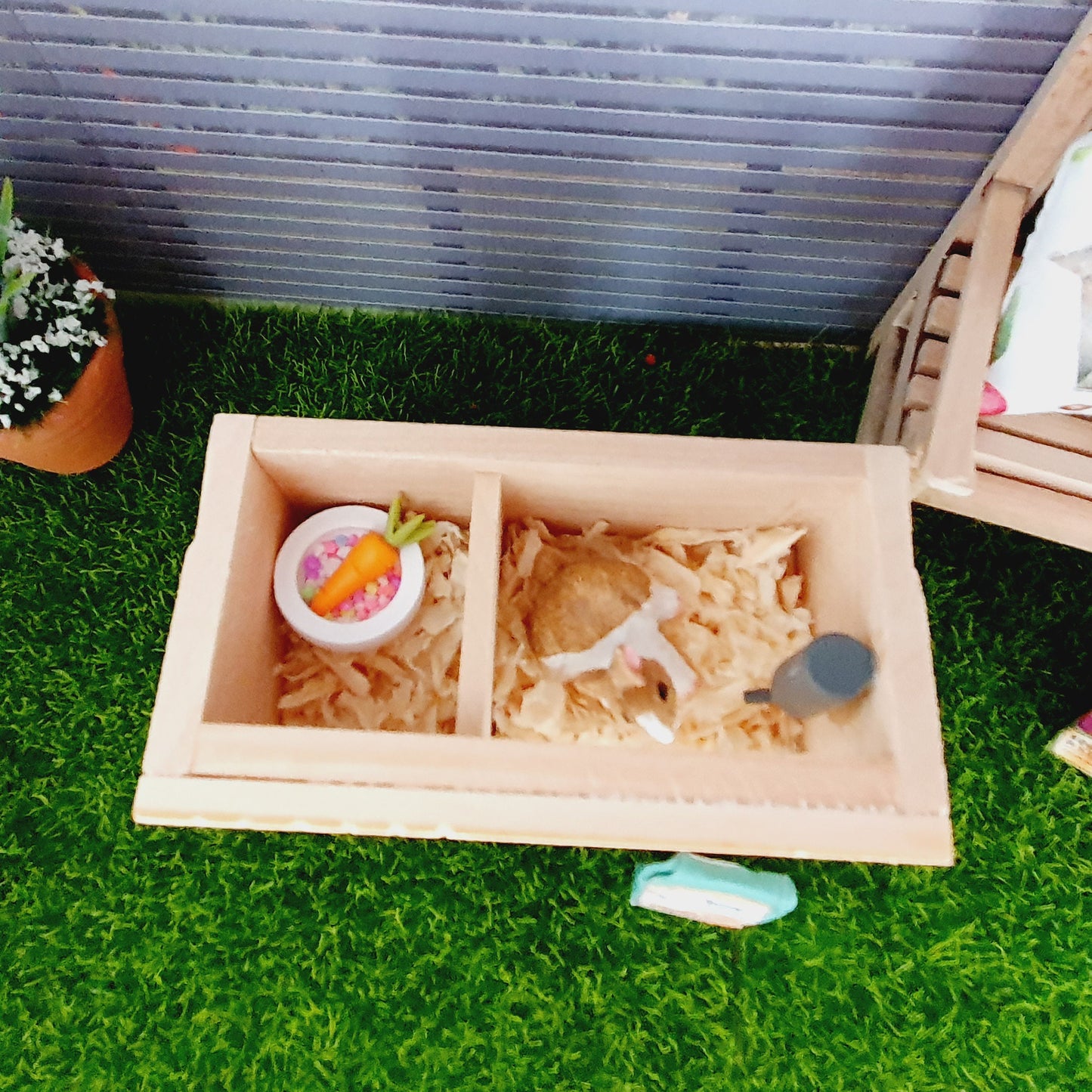 Dolls House Rabbit Hutch Set | With Accessories & Rabbit | 1:12 Scale Miniature