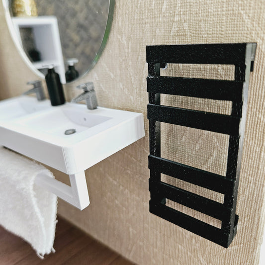 Dolls House Modern Heated Towel Rail, Colour of your choice, 12th scale, miniature towel rail