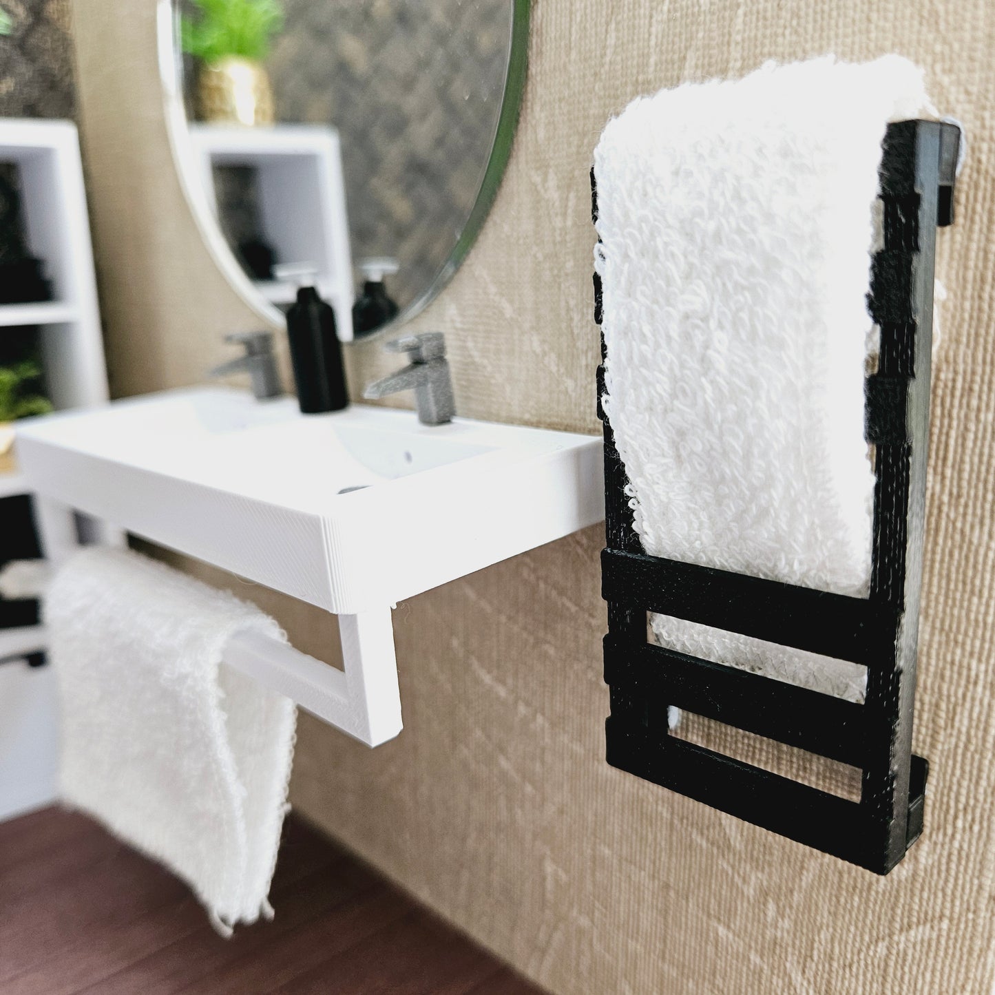 Dolls House Modern Heated Towel Rail, Colour of your choice, 12th scale, miniature towel rail
