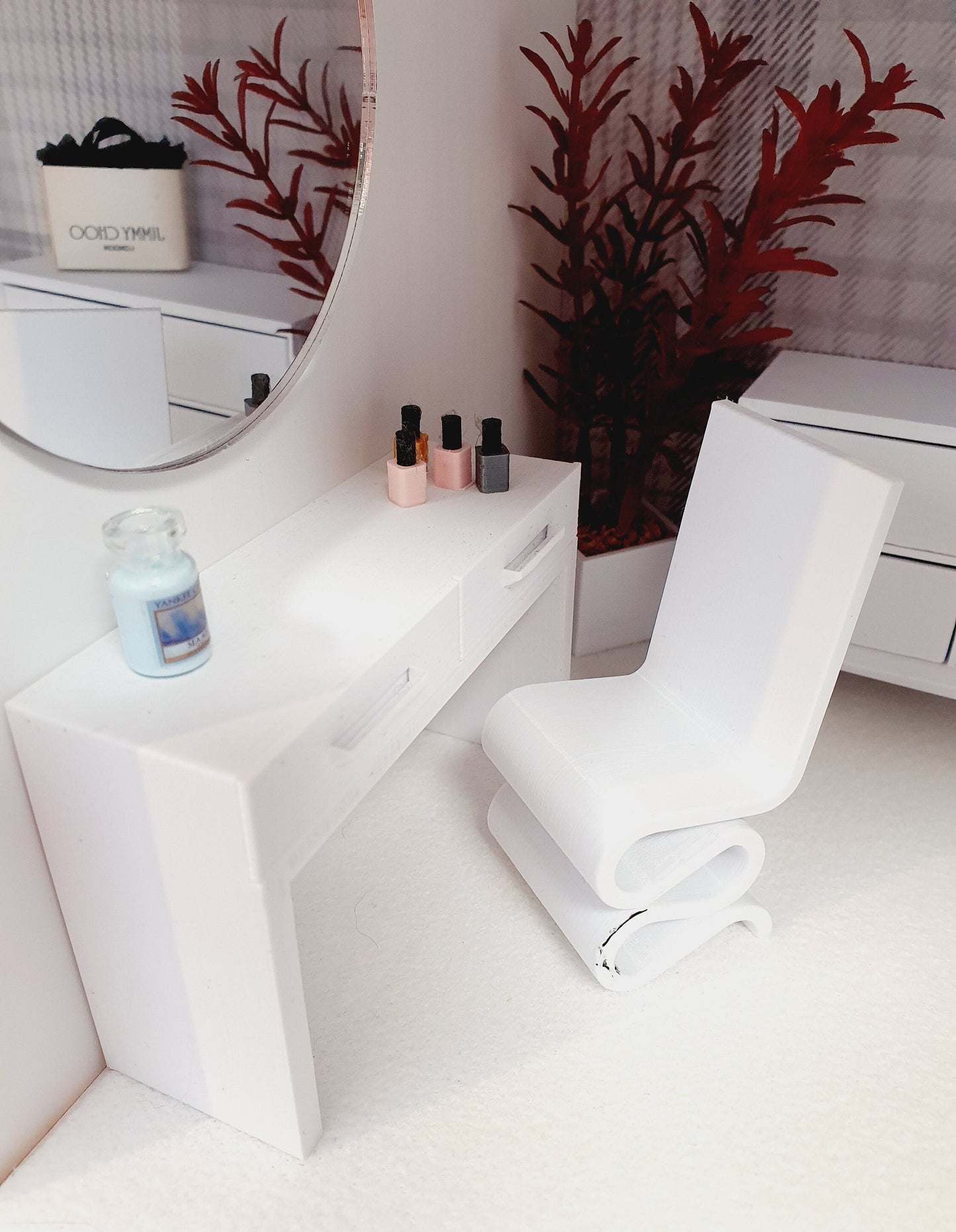 Dolls House Modern Dressing Table/ Console Table with 2x Opening Drawers, 12th Scale, Miniature, Choice of Colours (VA-DT)