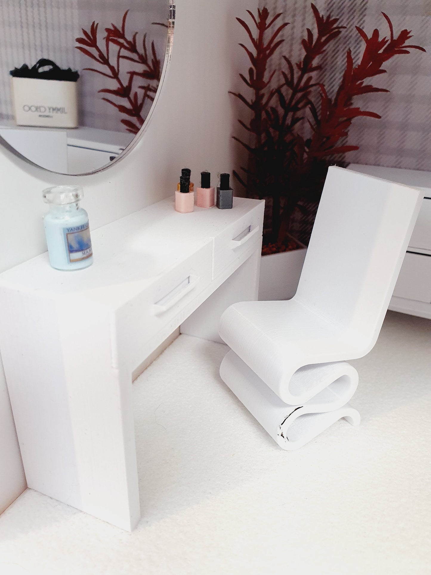 Dolls House Modern Dressing Table/ Console Table with 2x Opening Drawers, 12th Scale, Miniature, Choice of Colours (VA-DT)