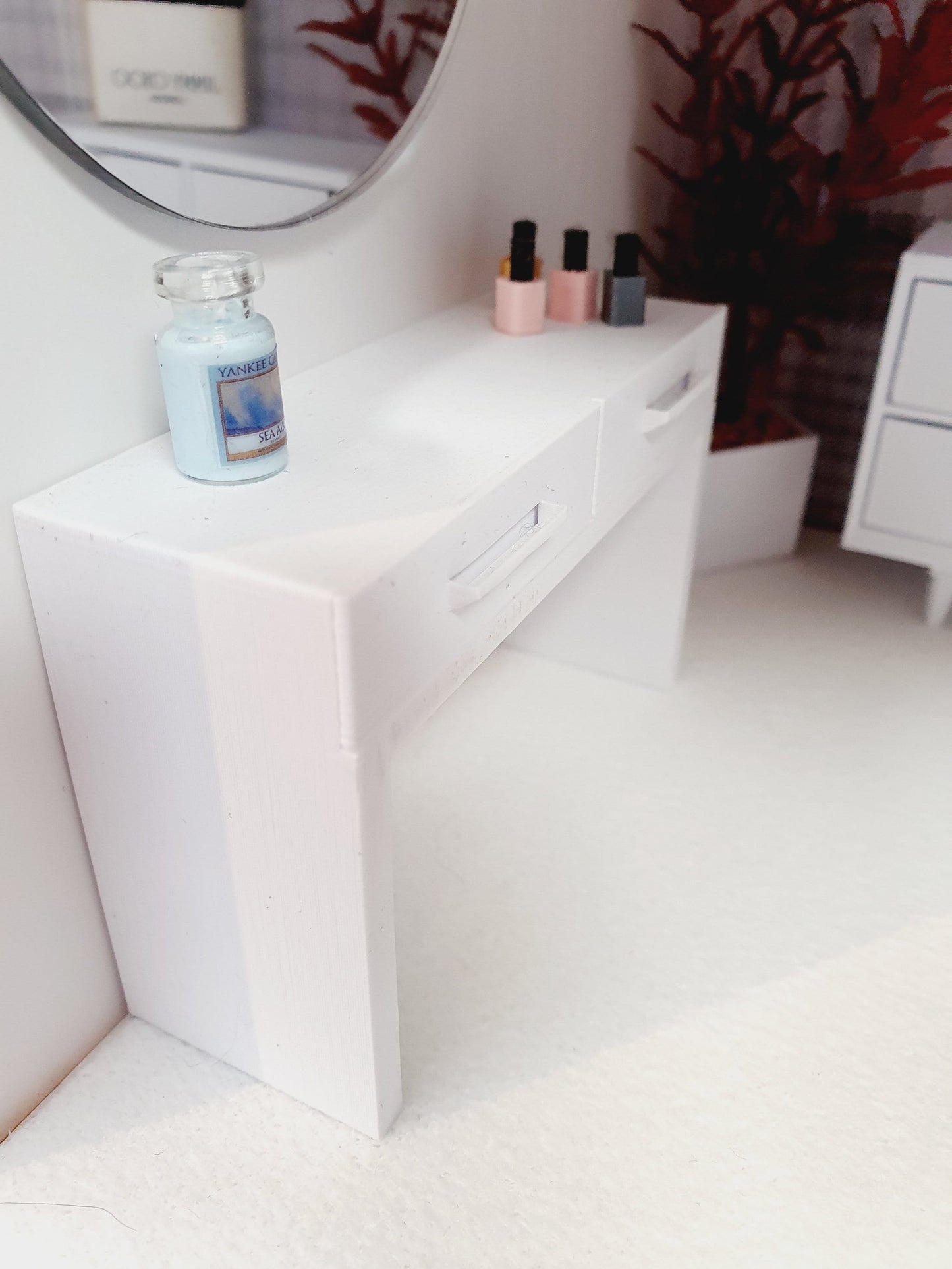 Dolls House Modern Dressing Table/ Console Table with 2x Opening Drawers, 12th Scale, Miniature, Choice of Colours (VA-DT)