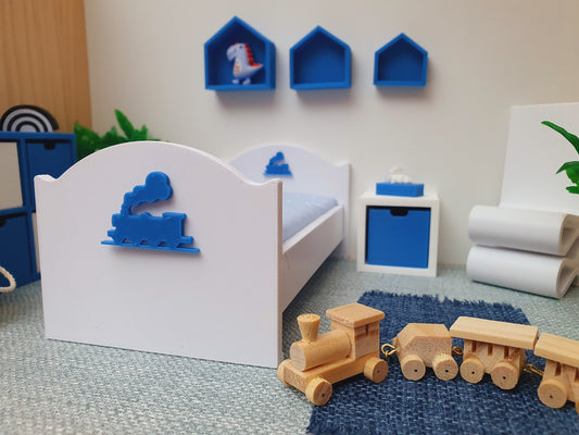 Dolls House Steam Train Junior Bed, 1:12th Scale, Miniature Bed