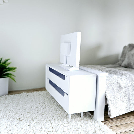 Dolls House Modern Chest of drawers with 2 opening drawers, Choice of Colours, 1:12th Scale, Miniature, perfect for the end of the bed