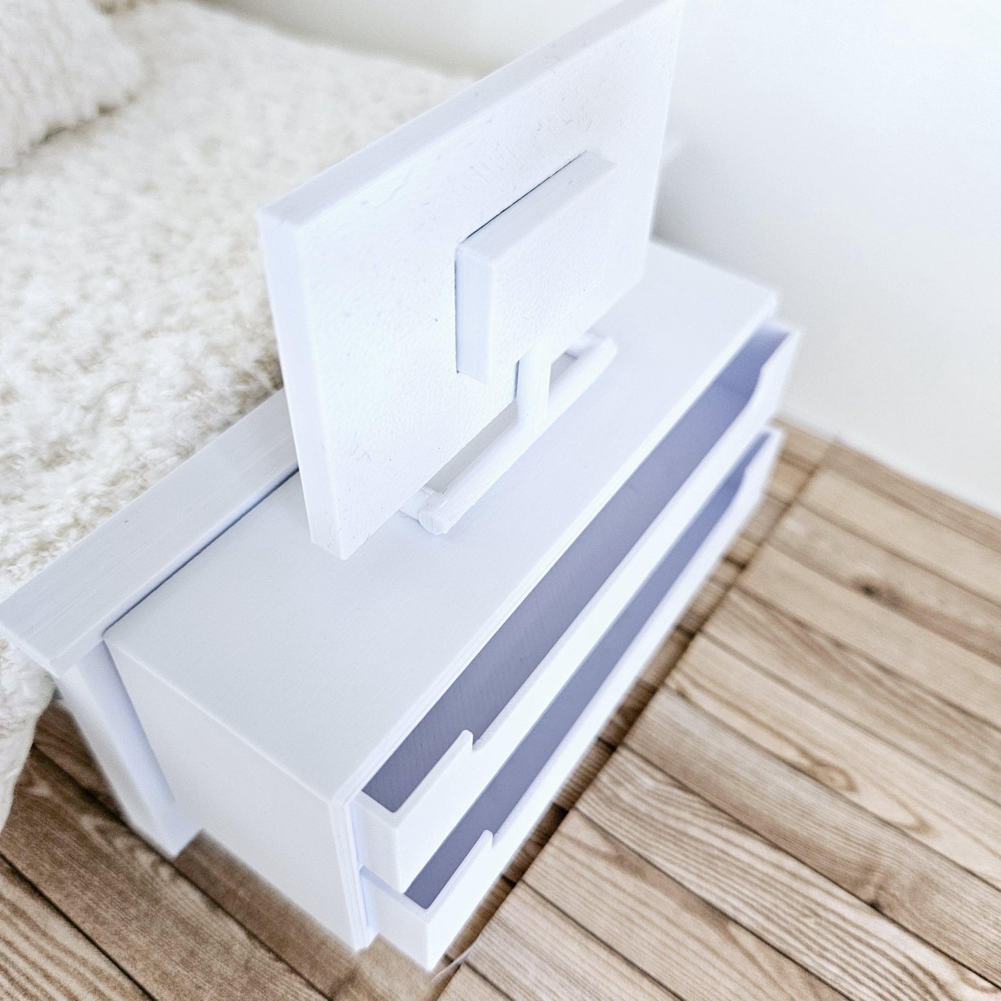 Dolls House Modern Chest of drawers with 2 opening drawers, Choice of Colours, 1:12th Scale, Miniature, perfect for the end of the bed