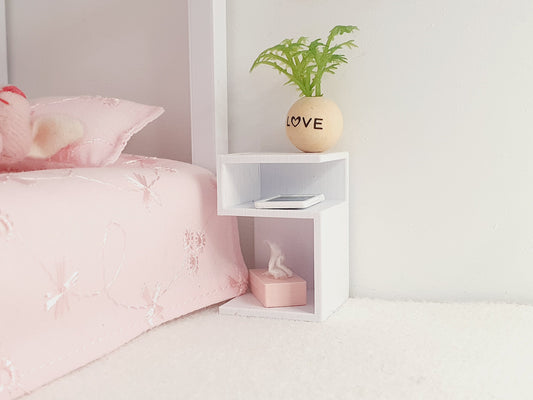 Dolls House Modern Bedside Table | Side Table | Choice of Colours | 1:12 Scale Miniature