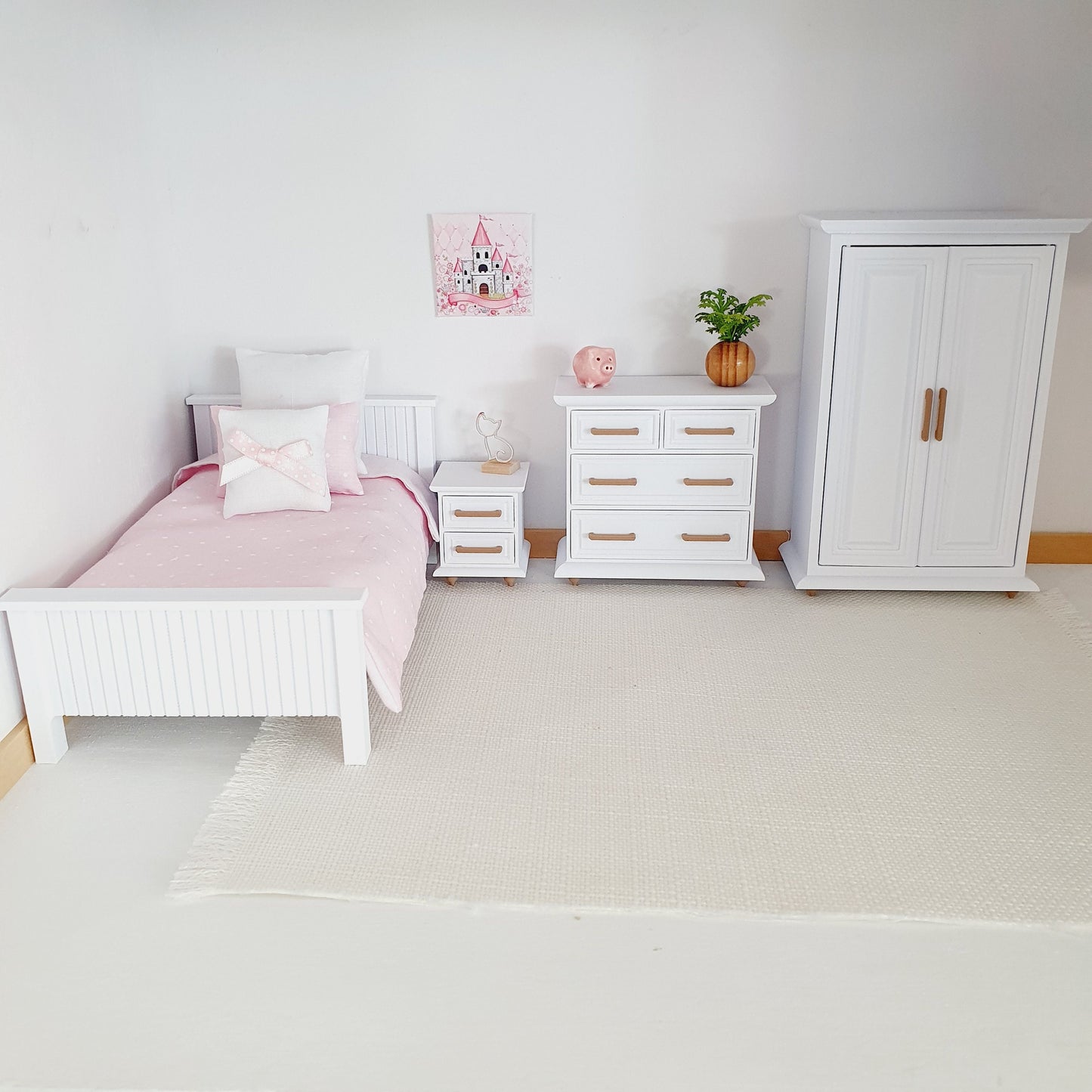 Miniature Dolls House Modern Bedroom Set, Dollhouse Furniture, Bedroom Decor, Dolls House Miniatures, Dollhouse Accessories, 12th Scale