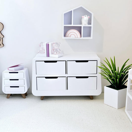Dolls House Modern Chest of Drawers | 4 Working Drawers | Choice of Colours | 1:12 Scale Miniature